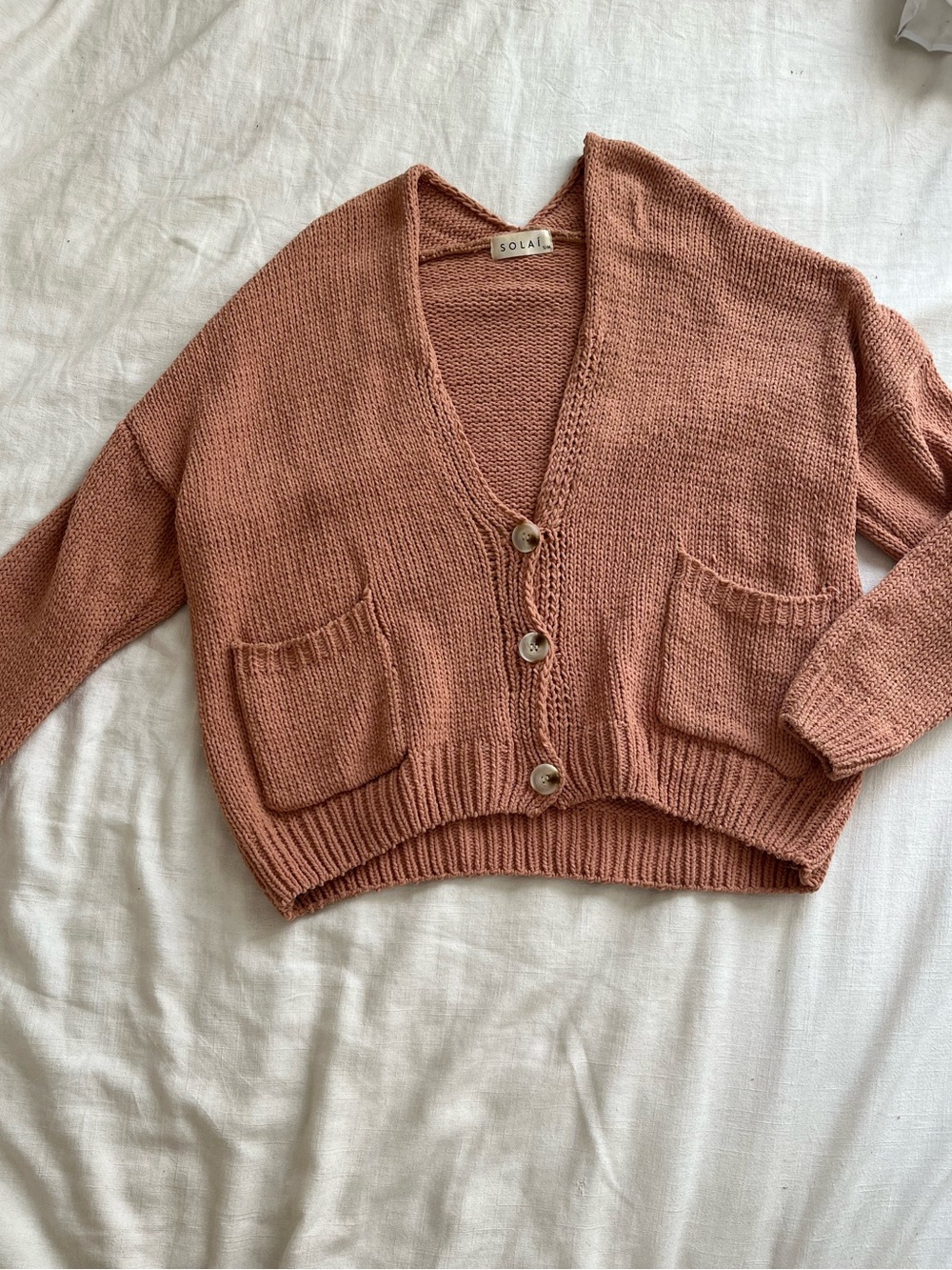SOLAÍ The Label Easy Going Peach Cardigan Sweater